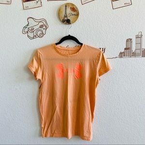 Under Armour Orange Front Logo Short Sleeve Top S